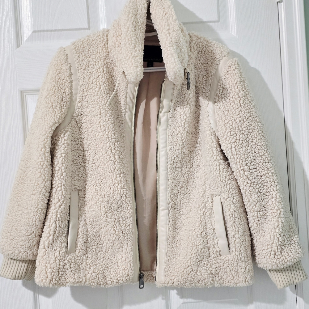 Banana Republic Women's Petite Sherpa Bomber Jacket Size M - Picture 2 of 14